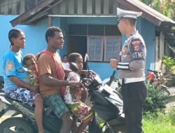 Sat Lantas Polres Sarmi Laksanakan Giat Strong Point, Kamseltibcar Lantas Tetap Kondusif