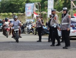 Satlantas Polres Sarmi Laksanakan Pengamanan dan Pengawalan Kirab Bendera Merah Putih Sambut HUT ke-81 Kemerdekaan RI