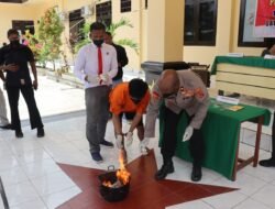 Sat Resnarkoba Polres Sarmi Gelar Press Release Pemusnahan Barang Bukti Ganja